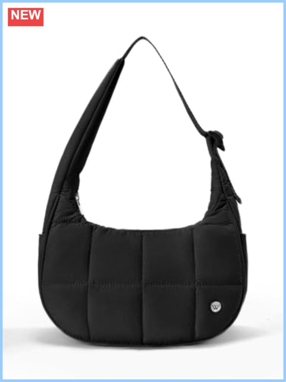 Quilted Puffer Crescent Shoulder Bag Nylon Adjustable Strap